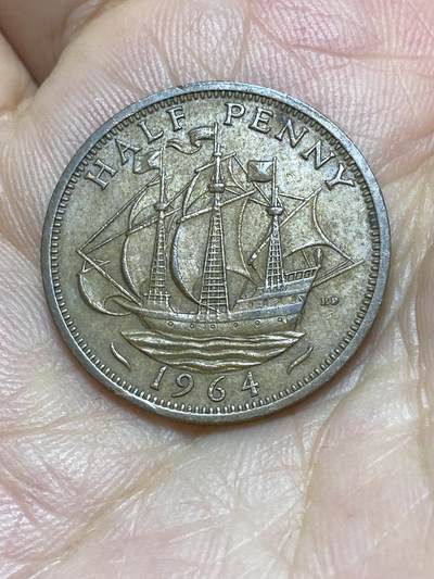 2025年第八十七场(总第一百一十三场）外国好品散币(免佣金) - 英国🇬🇧1964年半便士(伊丽莎白二世青年桂冠，第二版)