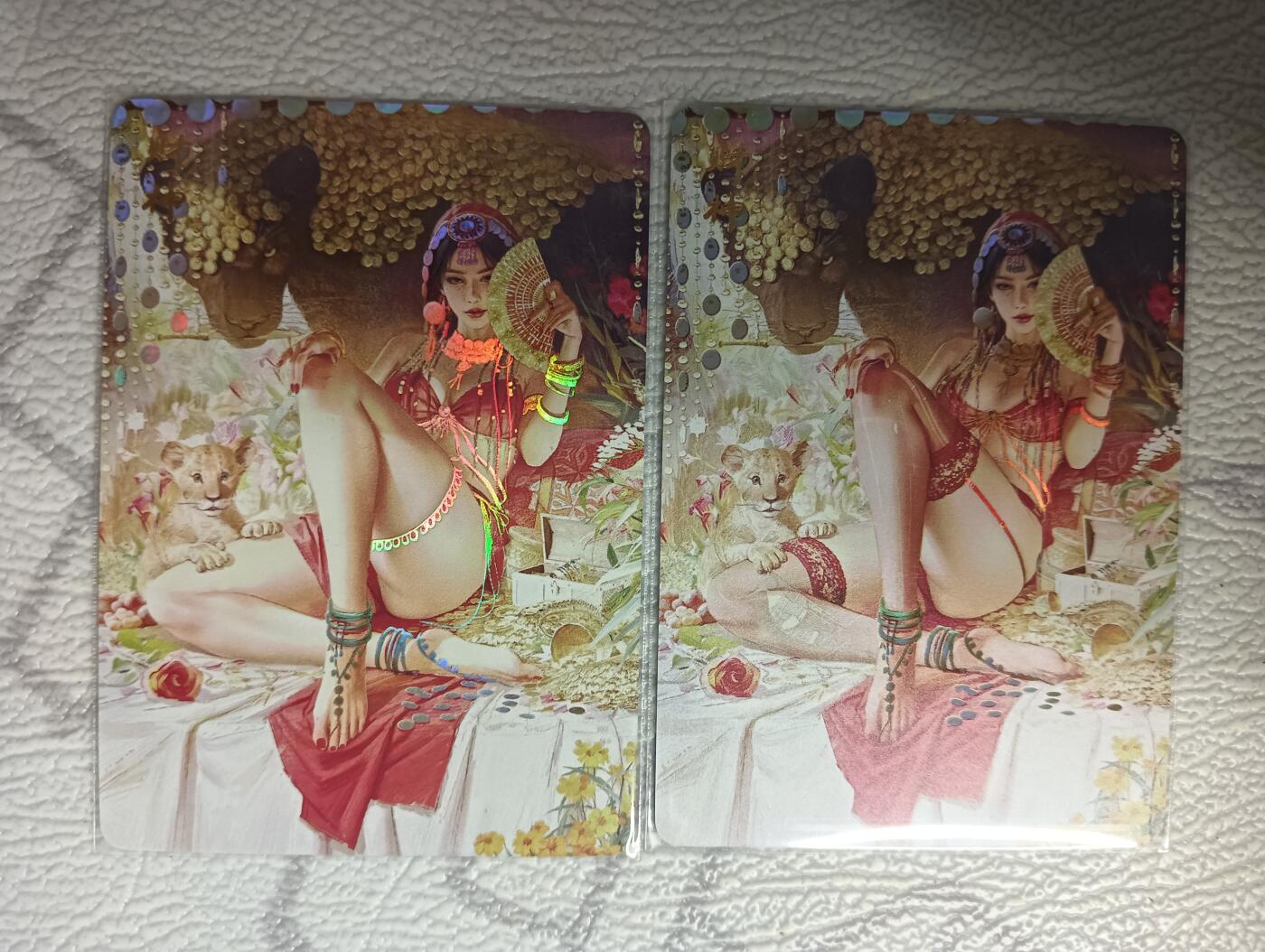 花开卡拍第37期（9月7号周日截拍，品控勿拍!!!拍品不寄存，运费5元，自制卡难免瑕疵，可能存在轻微撞角爆边等出厂瑕疵，品控介意勿拍！） 焱卡文化 燎原卡牌 刷子 神姬传 财神 彩闪远景一对儿