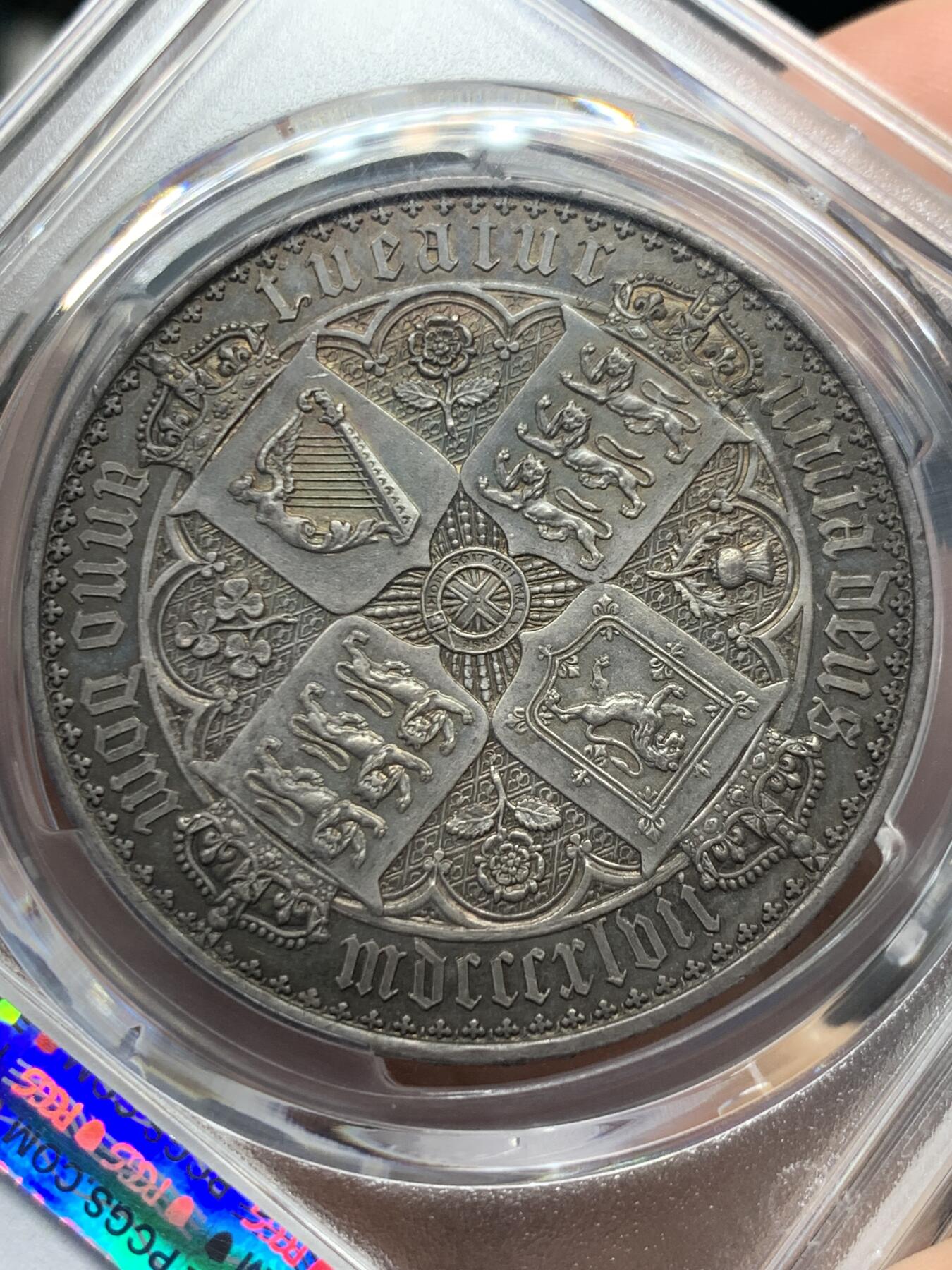 《竞宝斋》第416场 周日，周一，2场连拍 （全场包邮） 英国最美钱币 PCGS PR62 英国 1847年 1克朗 哥特克朗 老欧洲铁灰包浆 有trueview美图