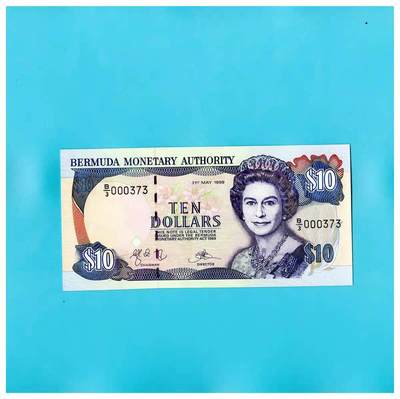 全新UNC 百慕大1999年10元 P-42d  带防伪线版 伊丽莎白女王 - 全新UNC 百慕大1999年10元 P-42d  带防伪线版 伊丽莎白女王