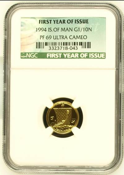 第173期拍卖【长期征集拍品】 - 马恩岛1994年1/10noble古代帆船金币。3.11克纯金， 3323718-043