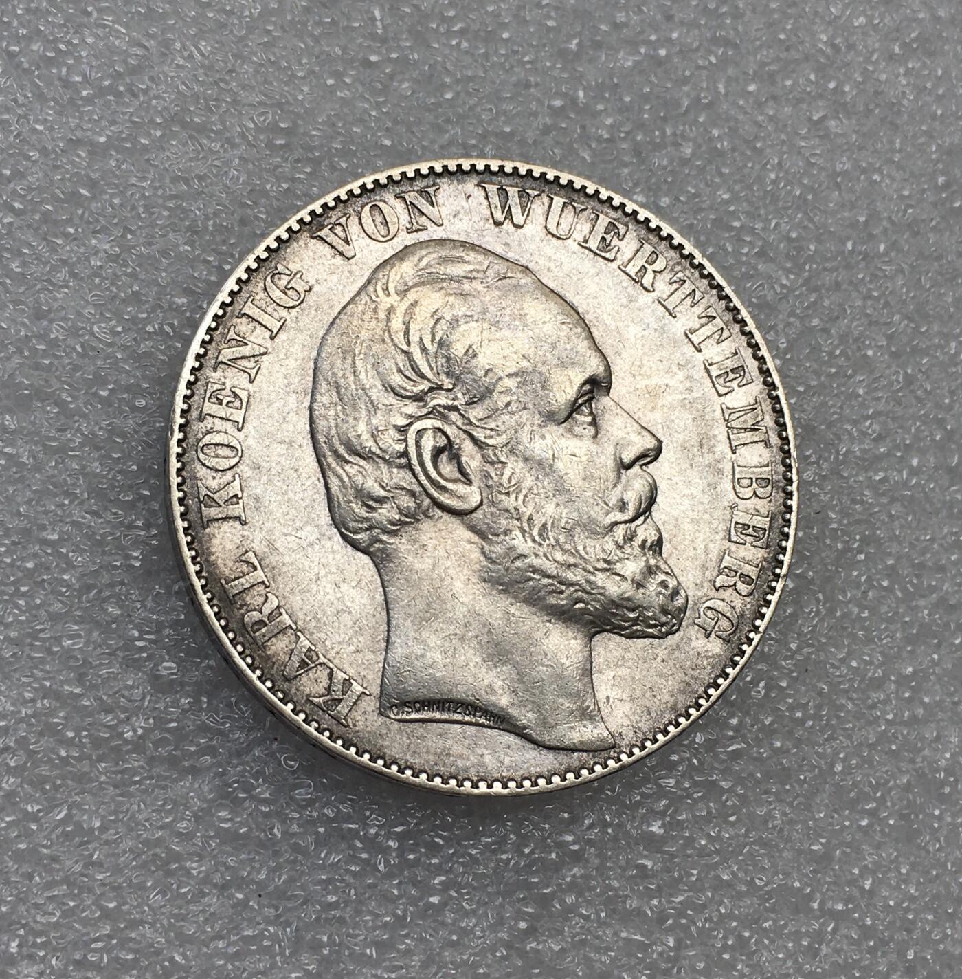 世界钱币专场拍卖 1871年德国符腾堡天使胜利1泰勒流通银币 18.5克