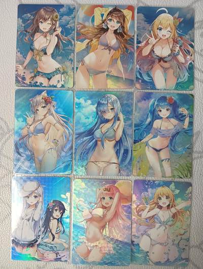 花开卡拍第37期（9月7号周日截拍，品控勿拍!!!拍品不寄存，运费5元，自制卡难免瑕疵，可能存在轻微撞角爆边等出厂瑕疵，品控介意勿拍！） - 泳装少女小套9张 彩闪