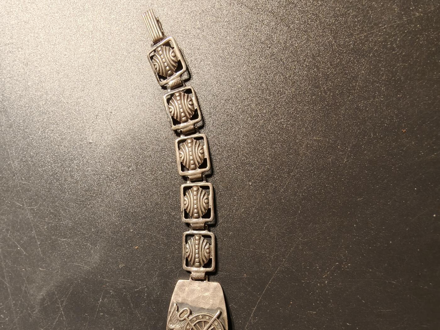 老王徽章第147期 美国二战时期后勤军团手链      925银    18cm   10.2g