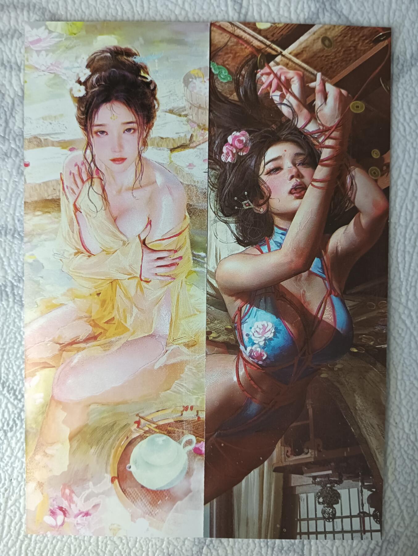 花开卡拍第37期（9月7号周日截拍，品控勿拍!!!拍品不寄存，运费5元，自制卡难免瑕疵，可能存在轻微撞角爆边等出厂瑕疵，品控介意勿拍！） 燎原卡牌 妖姬传书签杜夫人+春梅2张