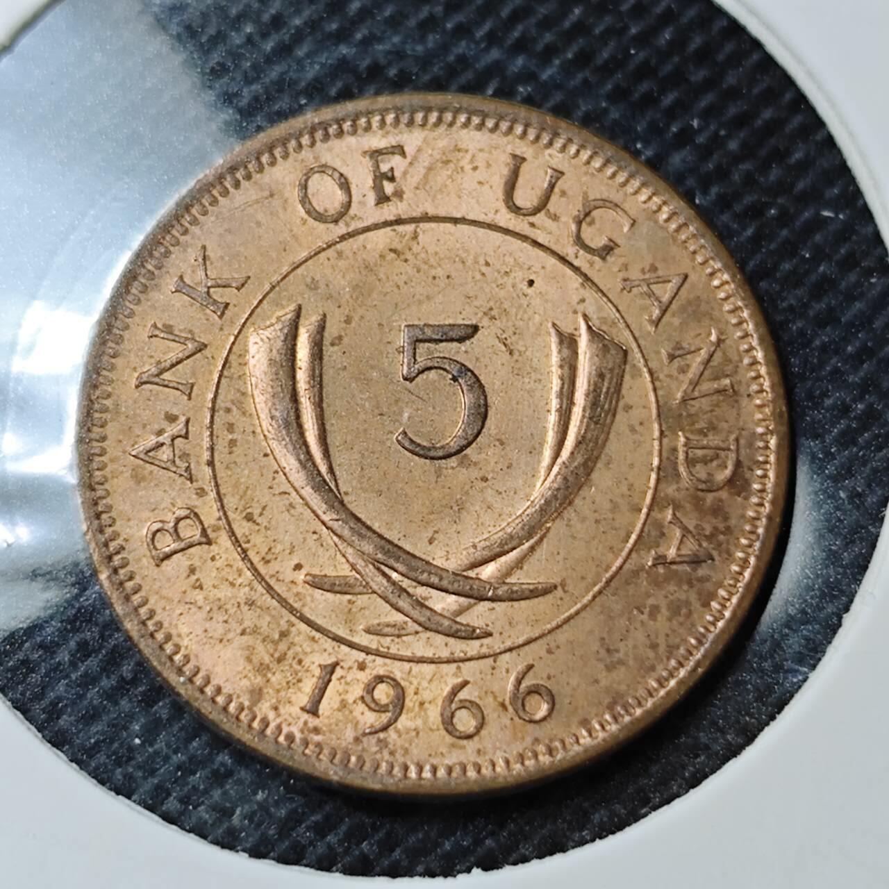 KK钱币收藏小铺 第331期 2月预留时间 周末发货  1965乌干达5分铜币