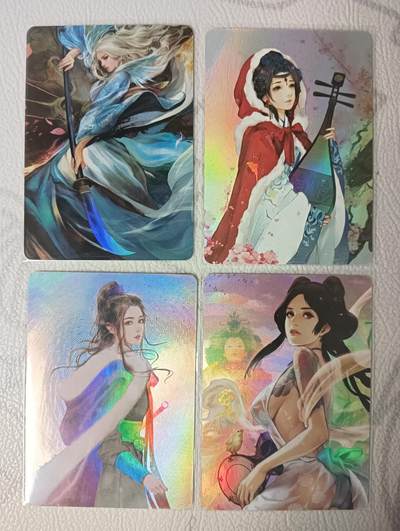 花开卡拍第37期（9月7号周日截拍，品控勿拍!!!拍品不寄存，运费5元，自制卡难免瑕疵，可能存在轻微撞角爆边等出厂瑕疵，品控介意勿拍！） - 卡将卡牌 古风系列4张单卡 折光彩闪