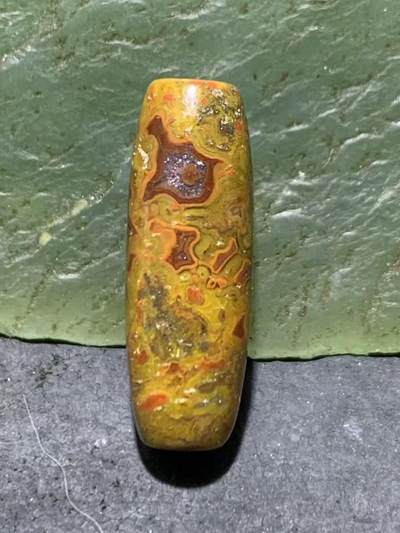 草花纹战国红玛瑙通货桶珠一颗！ - 草花纹战国红玛瑙通货桶珠一颗！