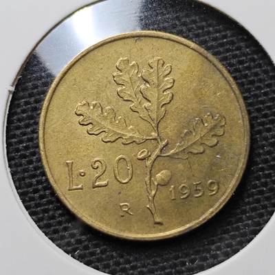 KK钱币收藏小铺 第331期 2月预留时间 周末发货 -  1959意大利20里拉