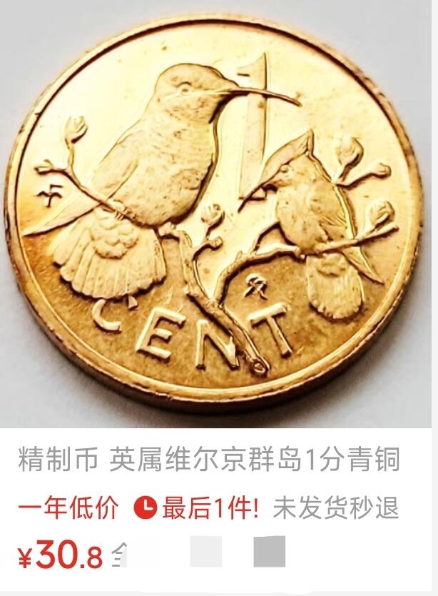 泉币菌-第105场-精品福利场 精制币 英属维尔京群岛1分 青铜小硬币 15.0毫米1.5克