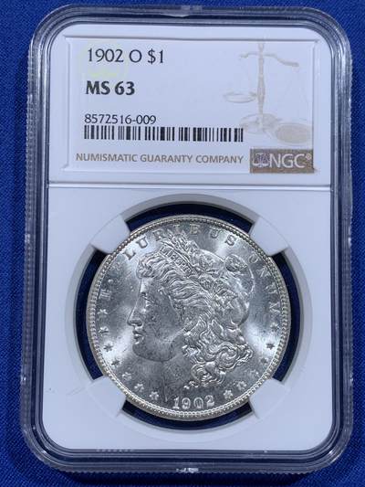 《竞宝斋》第416场 周日，周一，2场连拍 （全场包邮） - NGC MS63 美国1902年O版摩根银币，币面干净利落，转光好