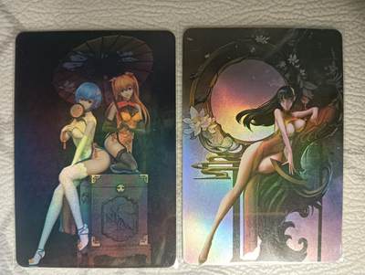 花开卡拍第37期（9月7号周日截拍，品控勿拍!!!拍品不寄存，运费5元，自制卡难免瑕疵，可能存在轻微撞角爆边等出厂瑕疵，品控介意勿拍！） - 宁缺卡牌 手办卡系列 雏田+绫波丽、明日香合体 折光彩闪
