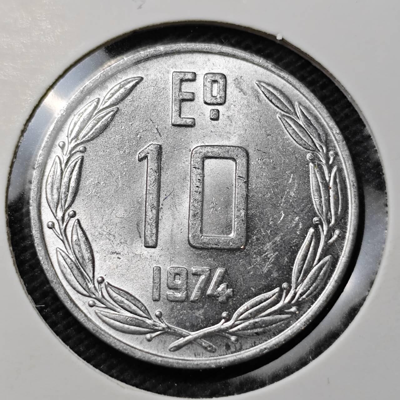 KK钱币收藏小铺 第331期 2月预留时间 周末发货 1974智利10分 好品