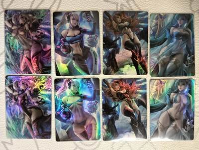 花开卡拍第37期（9月7号周日截拍，品控勿拍!!!拍品不寄存，运费5元，自制卡难免瑕疵，可能存在轻微撞角爆边等出厂瑕疵，品控介意勿拍！） - ACG美女卡牌 人物二渐变4组共8张 彩闪