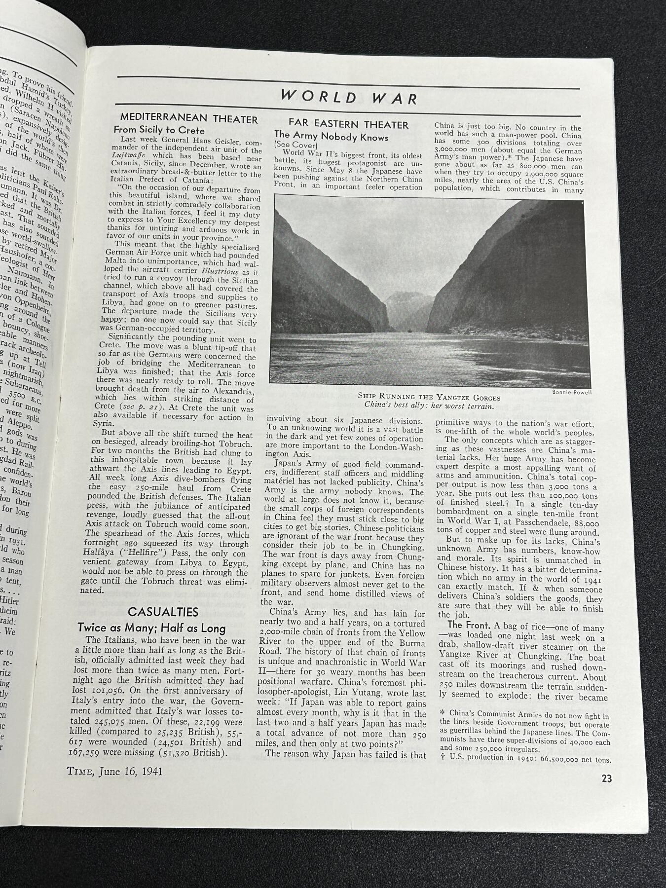 西秦中古拍卖第五十七期 《时代》周刊1941年6月16日 封面人物：陈诚 重庆的保卫者