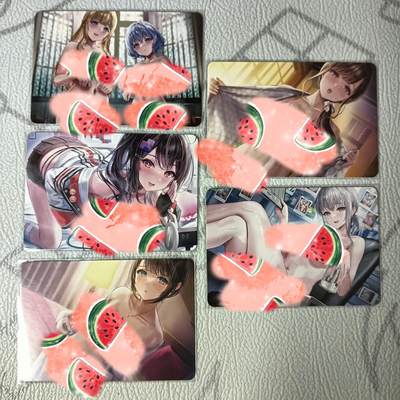 花开卡拍第37期（9月7号周日截拍，品控勿拍!!!拍品不寄存，运费5元，自制卡难免瑕疵，可能存在轻微撞角爆边等出厂瑕疵，品控介意勿拍！） - 动漫美女卡牌 角色扮演一套5张 彩闪 卡背都是艺术版