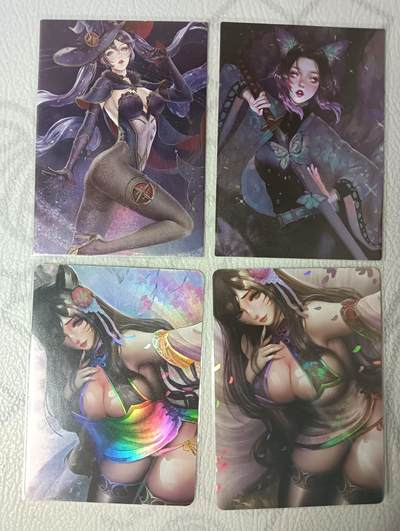 花开卡拍第37期（9月7号周日截拍，品控勿拍!!!拍品不寄存，运费5元，自制卡难免瑕疵，可能存在轻微撞角爆边等出厂瑕疵，品控介意勿拍！） - 卡将卡牌 阿狸远近景2张彩闪 蝴蝶忍+莫娜 粗闪