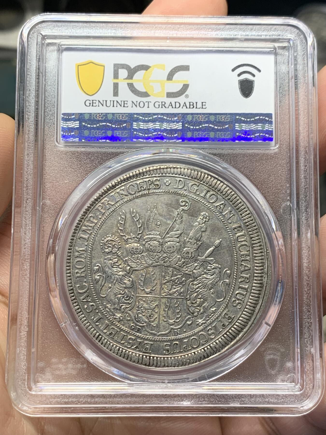 《竞宝斋》第416场 周日，周一，2场连拍 （全场包邮） PCGS AU 德国 1694 艾希施泰特主教区 流通泰勒大银币 发行量仅24264 首拍品种 打制的不错 不可错过