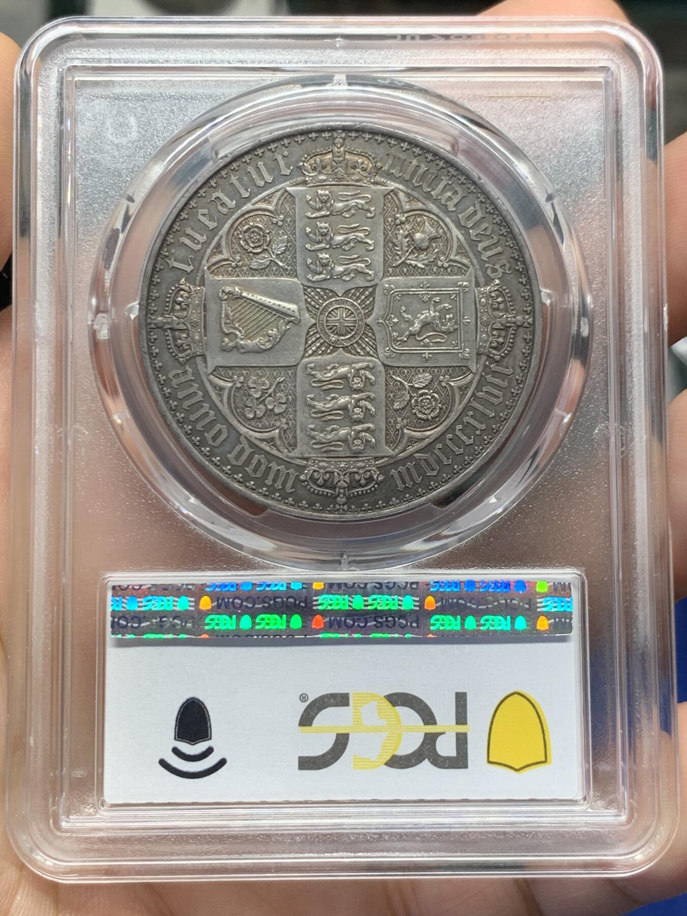 《竞宝斋》第416场 周日，周一，2场连拍 （全场包邮） 英国最美钱币 PCGS PR62 英国 1847年 1克朗 哥特克朗 老欧洲铁灰包浆 有trueview美图