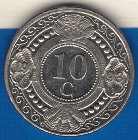 荷属安的列斯1993年10分 美洲硬币 实物如图 UNC-