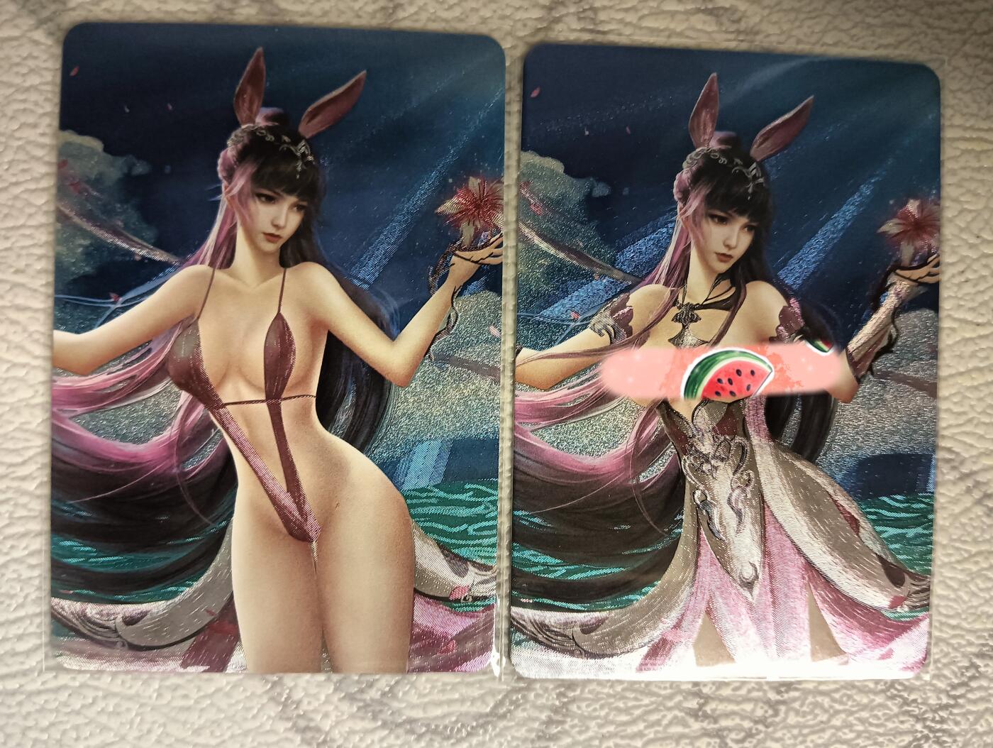 花开卡拍第37期（9月7号周日截拍，品控勿拍!!!拍品不寄存，运费5元，自制卡难免瑕疵，可能存在轻微撞角爆边等出厂瑕疵，品控介意勿拍！） 裁缝卡牌 小舞兔女郎二渐变 第2张艺术版 粗闪