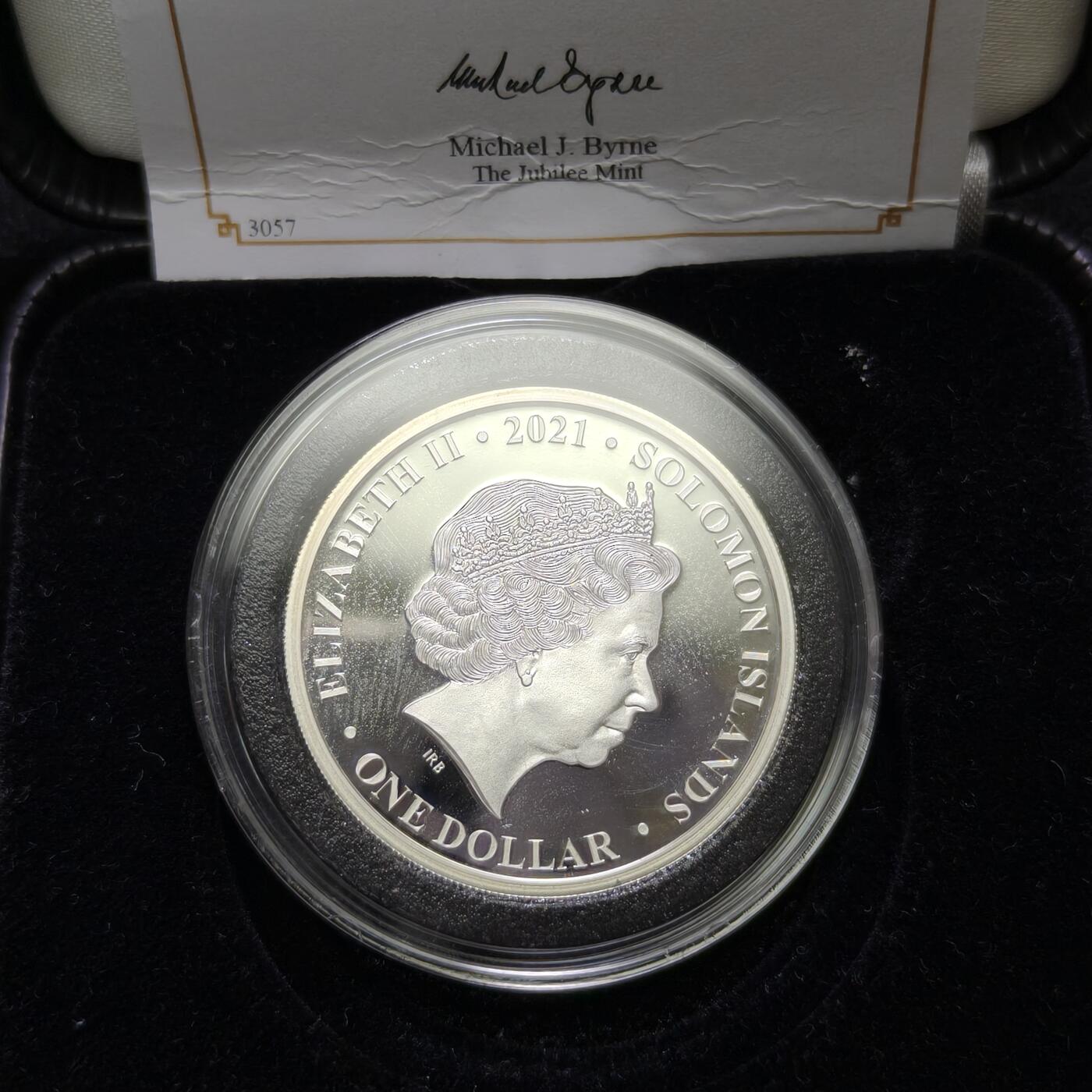 【铜匠收藏】★第125加场★精品币章场，200包邮，不满200.支付运费5元。《接受代拍 代送NGC评级》 所罗门 2021年 伊丽莎白女王95岁生日 镀金银币