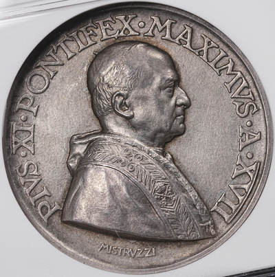 修遠堂世界钱币第八十三期 - NGC MS63 1938年梵蒂冈-拉特朗大学纪念高浮雕大银章