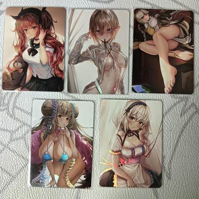花开卡拍第37期（9月7号周日截拍，品控勿拍!!!拍品不寄存，运费5元，自制卡难免瑕疵，可能存在轻微撞角爆边等出厂瑕疵，品控介意勿拍！） - 动漫美女卡牌 日系可爱风5张 折光彩闪