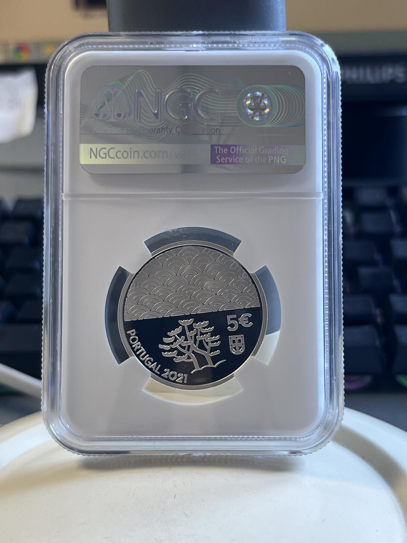 第173期拍卖【长期征集拍品】 葡萄牙2021年拉卡艺术14克纪念银币NGC-PF70首原盒证书，925银发行2500枚