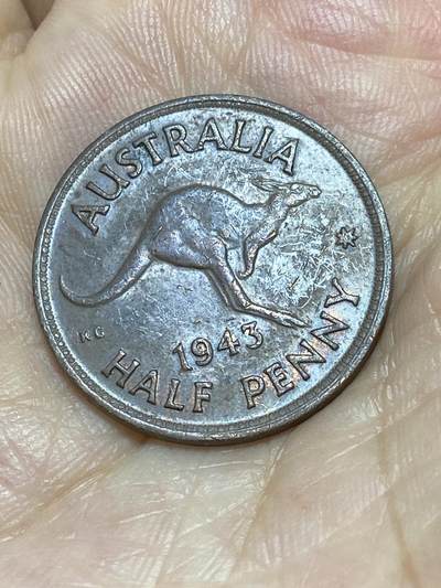 2025年第八十七场(总第一百一十三场）外国好品散币(免佣金) - 澳大利亚🇦🇺1943年半便士(乔治六世第二版，无标m版墨尔本造)