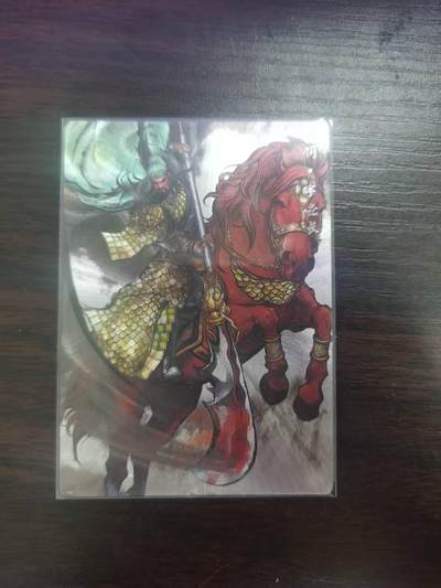 光影卡牌第22期，各家亲签，各家套卡，持续收拍品 - 张建东水浒特卡，关羽水墨粗闪，限编044/099