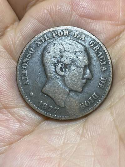 2025年第八十七场(总第一百一十三场）外国好品散币(免佣金) 西班牙王国1877年10分(阿方索十二世时期，OM标，八角星版OM公司巴塞罗那分厂造，首发年仅发行3年)