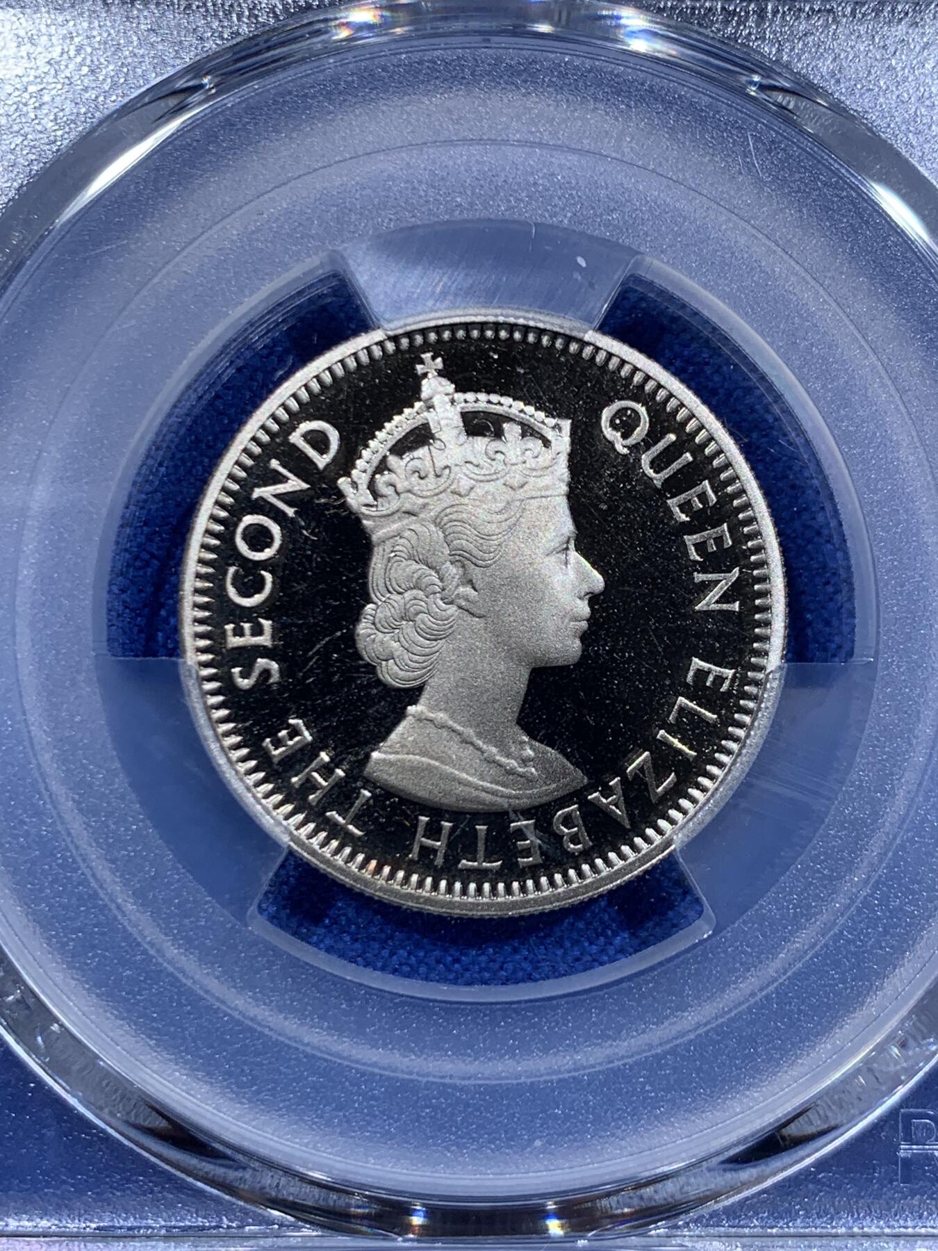 《竞宝斋》第416场 周日，周一，2场连拍 （全场包邮） PCGS PR68DCAM 东加勒比1965年25分镍币