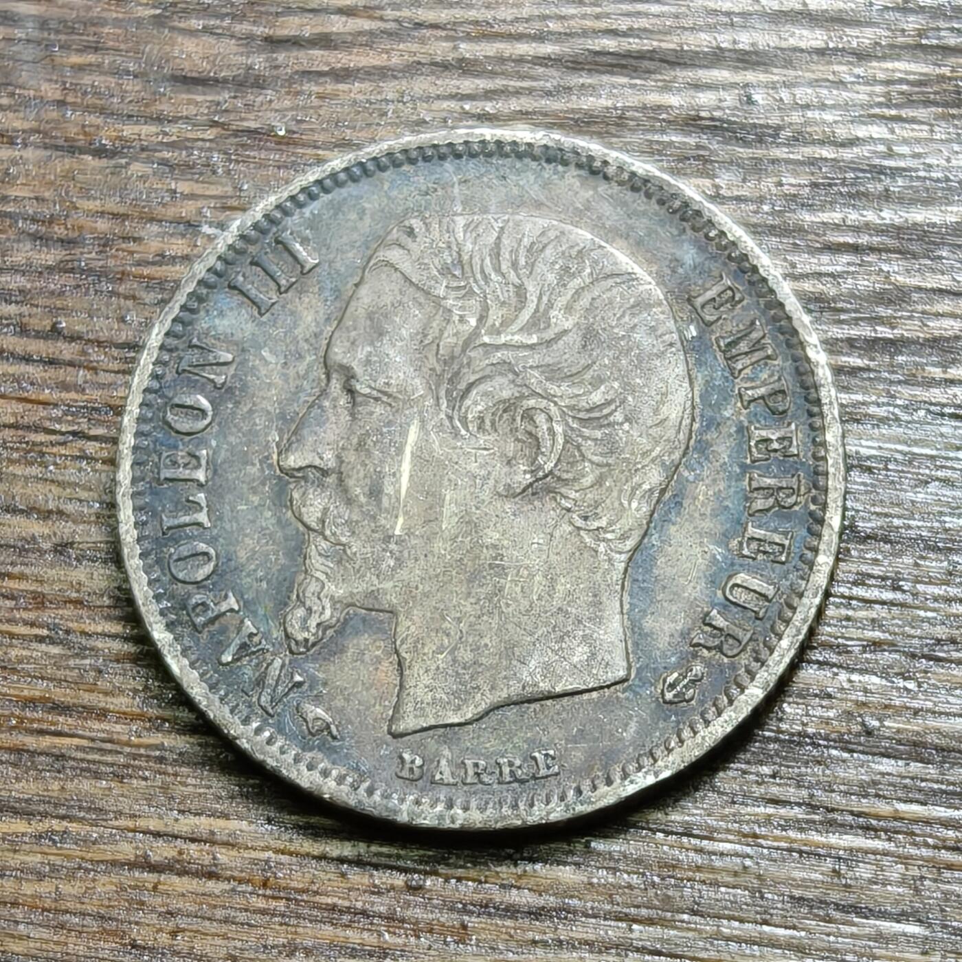 【铜匠收藏】★第130加场★精品币章场，200包邮，不满200.支付运费5元。《接受代拍 代送NGC评级》 法国 1860年 50分 拿破仑三世 银币