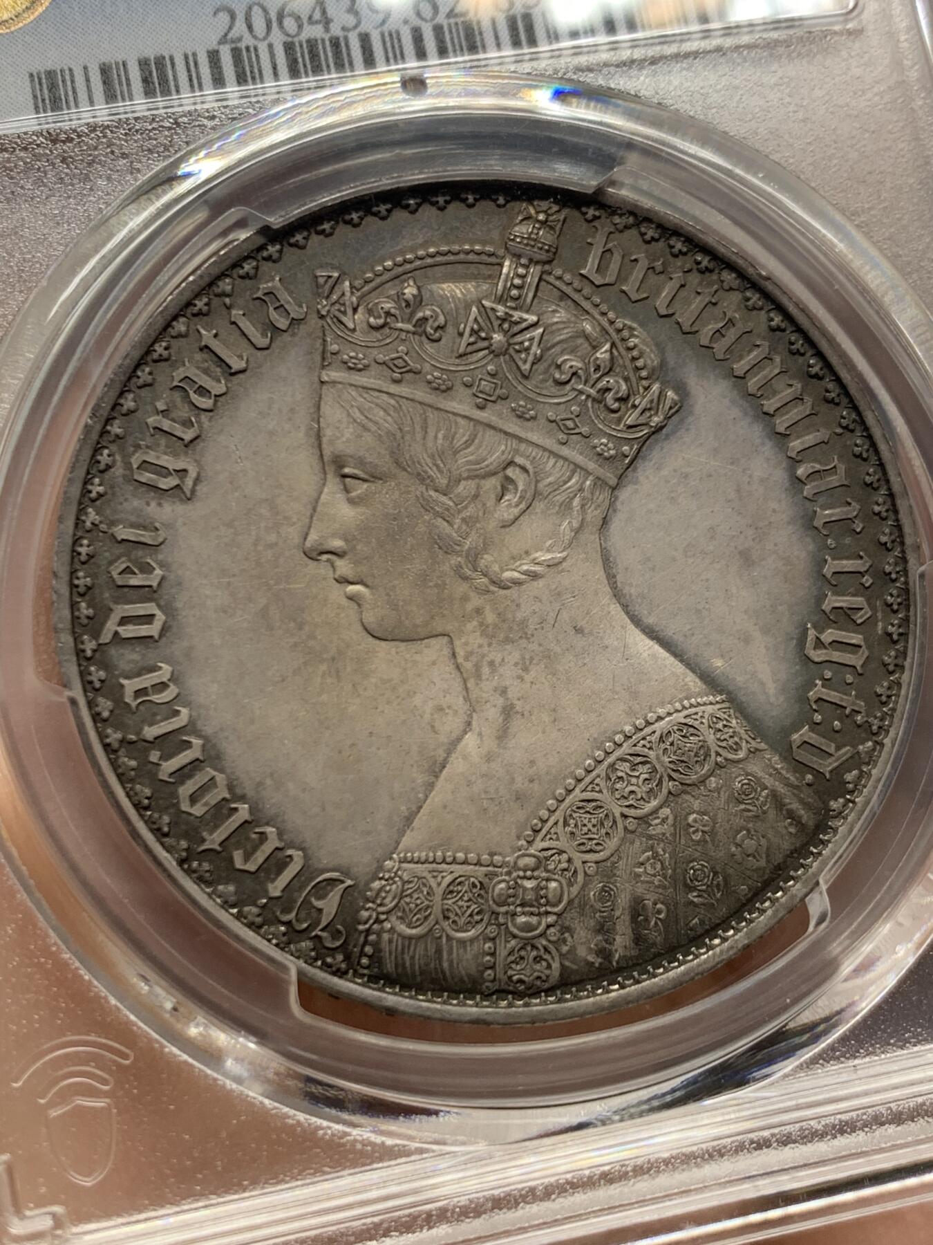 《竞宝斋》第416场 周日，周一，2场连拍 （全场包邮） 英国最美钱币 PCGS PR62 英国 1847年 1克朗 哥特克朗 老欧洲铁灰包浆 有trueview美图