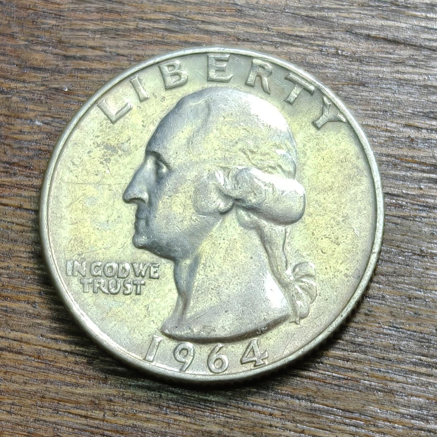 【铜匠收藏】★第130加场★精品币章场，200包邮，不满200.支付运费5元。《接受代拍 代送NGC评级》 美国 1964年 25美分 华盛顿 银币