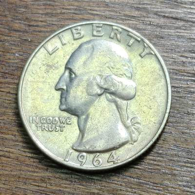 【铜匠收藏】★第130加场★精品币章场，200包邮，不满200.支付运费5元。《接受代拍 代送NGC评级》 - 美国 1964年 25美分 华盛顿 银币