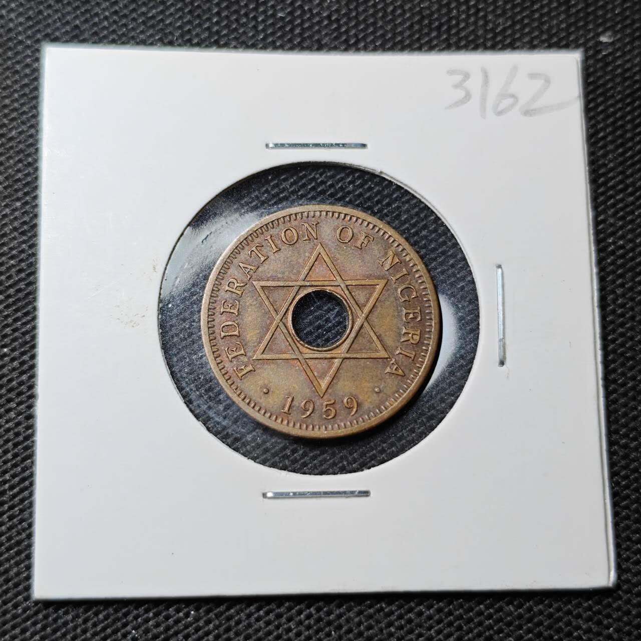 KK钱币收藏小铺 第331期 2月预留时间 周末发货  1959尼日利亚1/2便士铜币