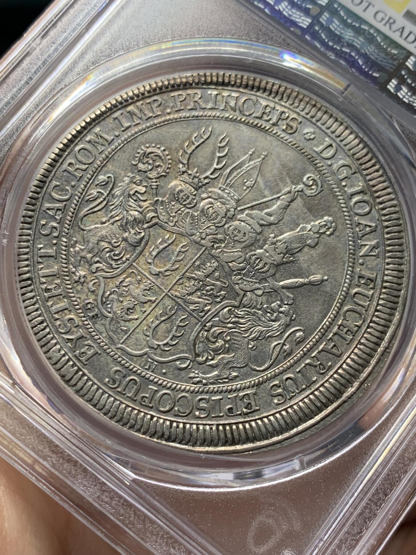 《竞宝斋》第416场 周日，周一，2场连拍 （全场包邮） PCGS AU 德国 1694 艾希施泰特主教区 流通泰勒大银币 发行量仅24264 首拍品种 打制的不错 不可错过