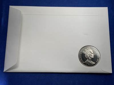 《竞宝斋》第417场 周日，周一，2场连拍 （全场包邮） 马恩岛1994年诺曼底登陆50周年纪念限量邮币封，同题材1994年马恩岛克朗纪念币。军史题材，核心事件。