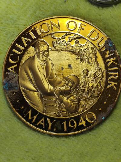 2025年第八十七场(总第一百一十三场）外国好品散币(免佣金) 超大尺寸直径45mm克重37.85g–英国🇬🇧精制纪念章(正面图案是1940年5月敦刻尔克大撤退场景，背面图案是丘吉尔著名抗战演讲)