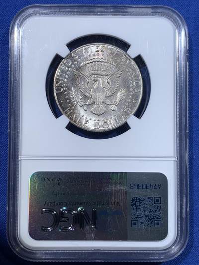 《竞宝斋》第417场 周日，周一，2场连拍 （全场包邮） NGC MS65 美国1964年肯尼迪半美元银币，包浆不错，900高银。