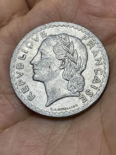 2025年第八十七场(总第一百一十三场）外国好品散币(免佣金) 法国🇫🇷1947年5法郎(Open 9–开口9版本，B标，博蒙莱罗热造)