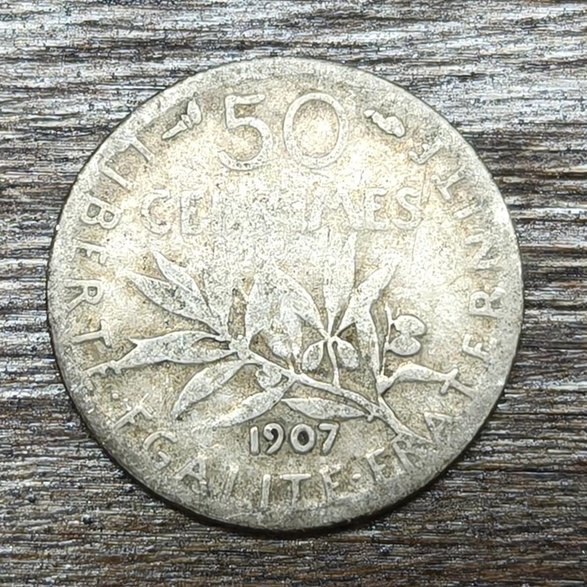 【铜匠收藏】★第130加场★精品币章场，200包邮，不满200.支付运费5元。《接受代拍 代送NGC评级》 1907年 法国 自由女神 50分 小银币