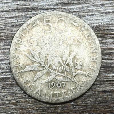 【铜匠收藏】★第130加场★精品币章场，200包邮，不满200.支付运费5元。《接受代拍 代送NGC评级》 - 1907年 法国 自由女神 50分 小银币