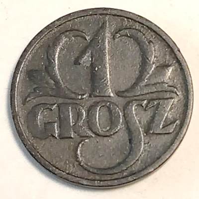 布加迪🐬～世界钱币(上海)🌾第 241 期 /  各国套币和散币 - 波兰🇵🇱 1939年 1格罗申 锌币