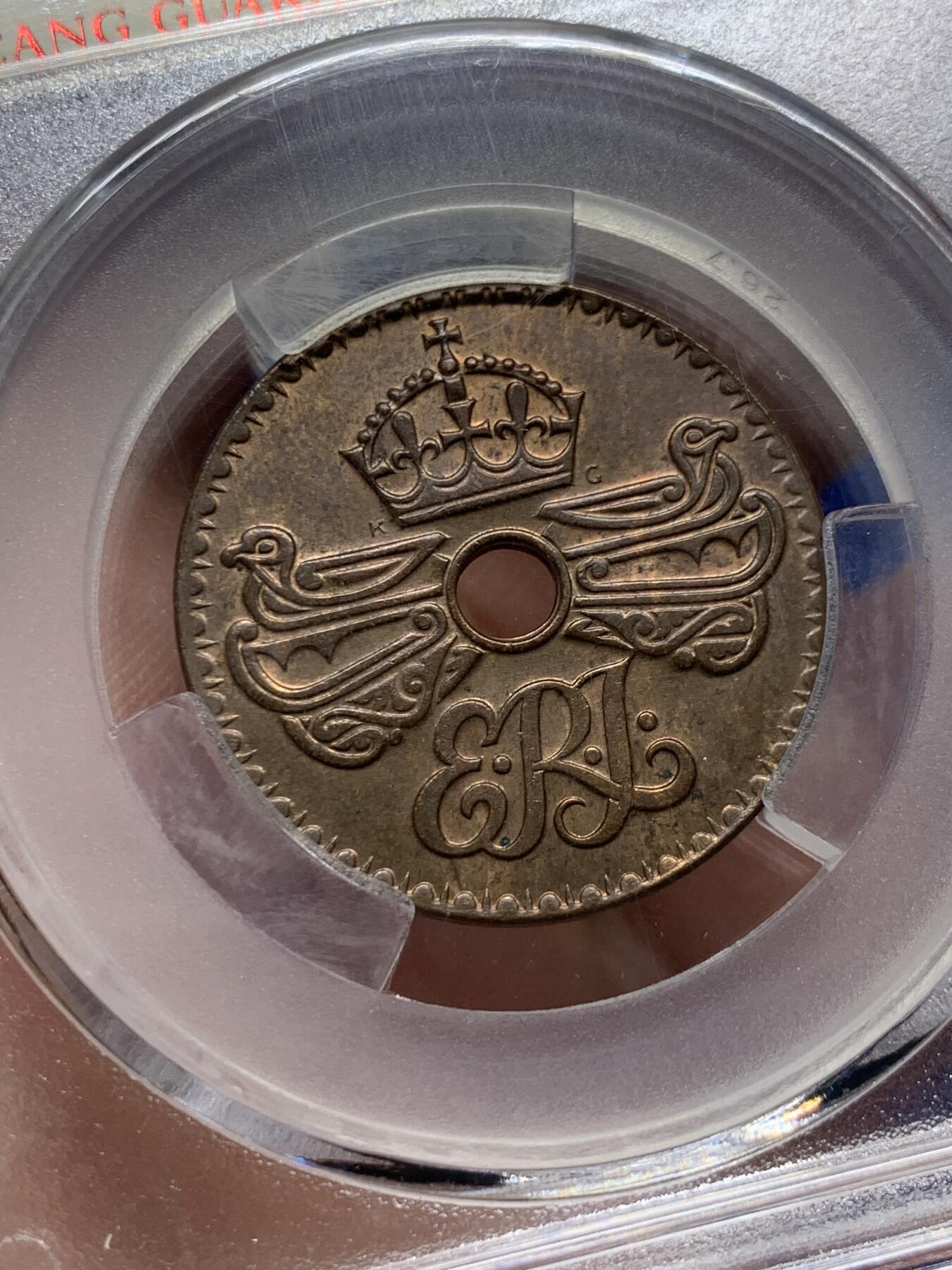 《竞宝斋》第417场 周日，周一，2场连拍 （全场包邮） 爱藏 MS60 新几内亚1936年1便士铜币，爱德华八世版本，给分严格