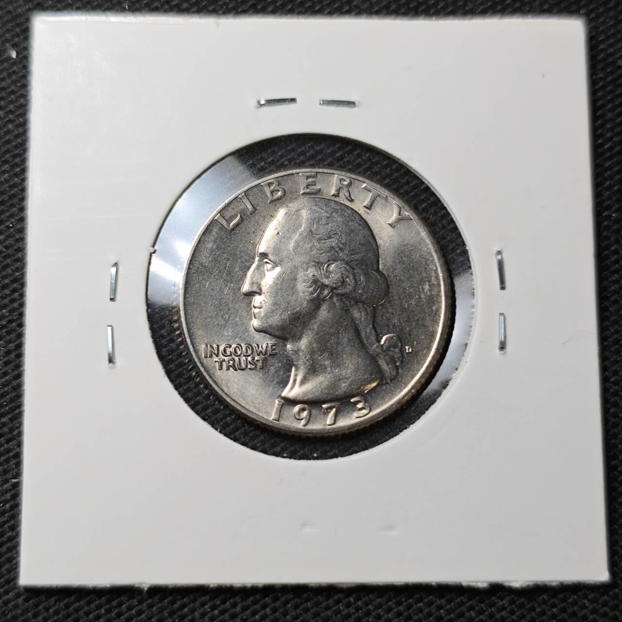 KK钱币收藏小铺 第331期 2月预留时间 周末发货  1973美国25分 好品