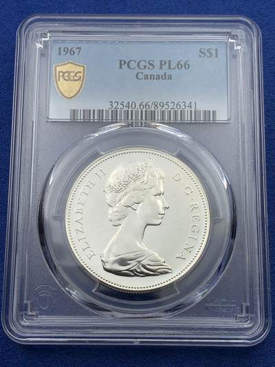 《竞宝斋》第417场 周日，周一，2场连拍 （全场包邮） - PCGS PL66 加拿大1967年大雁1元精制纪念币，经典动物银币 币面干净漂亮！热门品种！