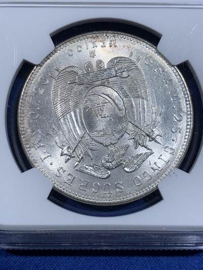 《竞宝斋》第417场 周日，周一，2场连拍 （全场包邮） NGC MS63 厄瓜多尔 1944年 5苏克雷 方便面头 银币 暴光品相